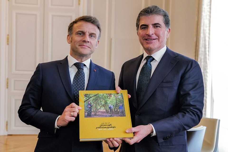 «نێچيرڤان بارزانى» و «ئيمانوێل ماكرۆن» دوایین دۆخى پێشهاته‌كانى ناوچه‌كه‌‌یان تاوتوێی کرد