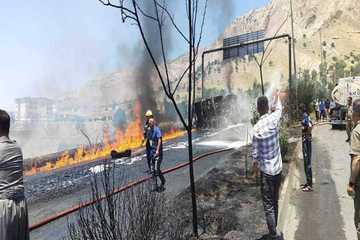 دەربەندیخان: سوتانی تانکەرێکی سوتەمەنی گرفت بۆ هاتوچۆ دروست دەکات