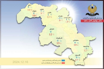 پێشبینی کەشناسی؛ بەفر دەبارێت